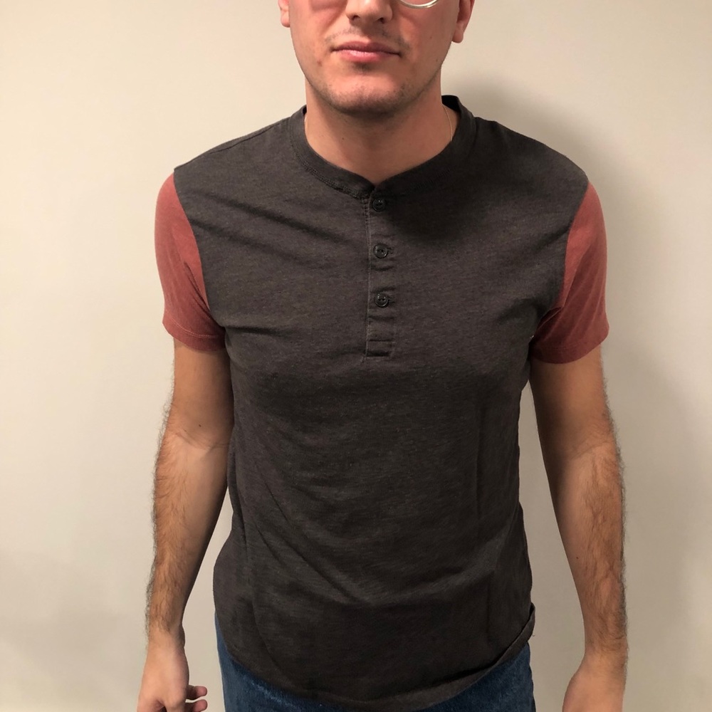 J.Crew Gray and Red Tee